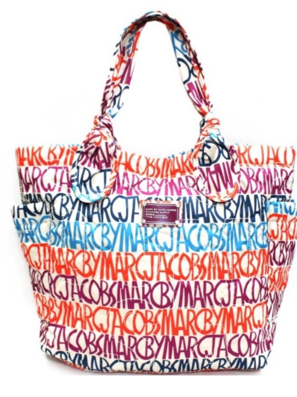 Marc by Marc Jacobs Nylon Multicolor Logo Tote Bag Lightweight Travel